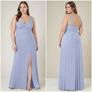 NEW After Six Contoured Wide Strap Sweetheart Maxi Dress 1558 Sky Blue Size 18